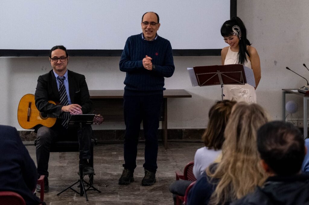 Andrea Amici con Sachika Ito e Davide Sciacca alla prima esecuzione italiana di Kurokami.